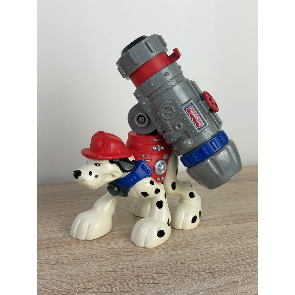 Mattel FP 2001 Recue Heroes Multicolor Smokey Dalmatian Fire Dog w/ Water Cannon